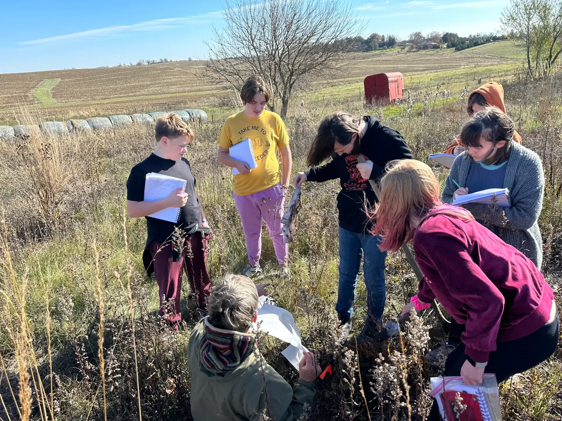 students on farm